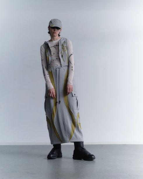UNALOME LONG SKIRT -GRAY×GREEN-